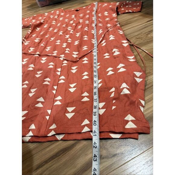 Lisa Bayne rust/orange linen dress lagenlook size Medium Petite - Picture 6 of 8